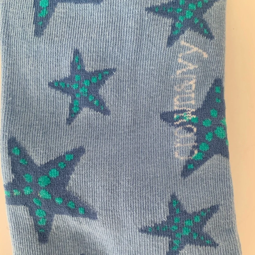 NWT Crown & Ivy Starfish Socks Men Fits Shoe Size 8-12 Light Blue Pattern Pastel